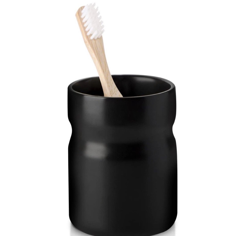 Nucookery Ceramic Toothbrush Holder Matt Black Anti-Slip Modern Bathroom